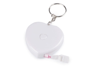 Centymetr krawiecki zwijany 150 cm serce breloczek biały