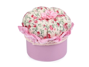 Poduszeczka do igieł z pojemnikiem do przechowywania Ø8,5 cm RÓŻOWA