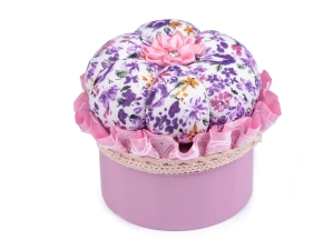 Poduszeczka do igieł z pojemnikiem do przechowywania Ø8,5 cm FIOLET