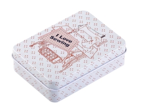 Pudełeczko na przybory krawieckie etui na igły szpulki beżowe prostokąt