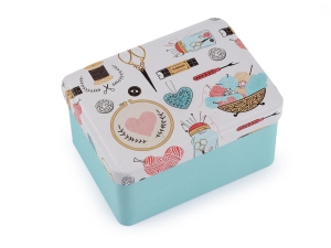 Pudełeczko na przybory krawieckie niebieskie prostokąt