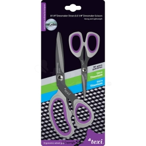 Nożyce krawieckie TEXI TITANIUM TiDuo850 komplet 2 szt. 13 cm i 21 cm z tytanowanymi ostrzami
