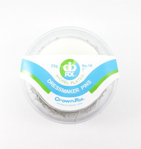 Szpilki metalowe krawieckie 26 mm Crown Fox 25g w pudełeczku z gąbką