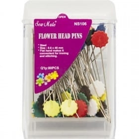 SZPILKI STALOWE GŁÓWKI W KSZTAŁCIE KWIATKÓW 80 SZT.